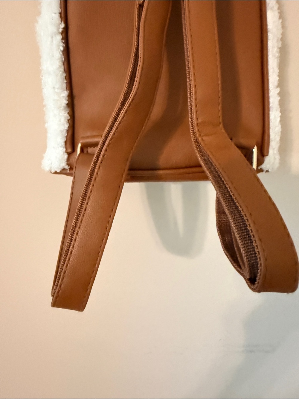 Disney Cream Sherpa Mini Backpack with Brown Trim and Gold Hardware - Picture 13 of 15